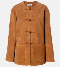 Róhe Leather-trimmed suede jacket Róhe Leather-trimmed suede jacket