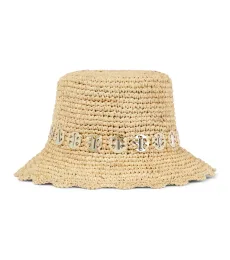 Rabanne Embellished raffia bucket hat
