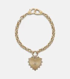Radiating Heart Medium 18kt gold chain bracelet with diamond