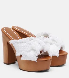 Raffia platform mules Raffia platform mules