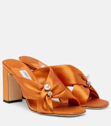 Rafi embellished satin mules Rafi embellished satin mules
