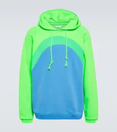 Rainbow bouclÃ trimmed cotton hoodie