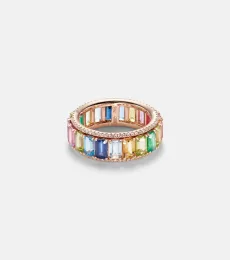 Rainbow Pavà Border Eternity 18kt gold ring with diamonds and gemstones Rainbow Pavà Border Eternity 18kt gold ring with diamonds and gemstones