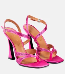 Raya crystal-embellished satin sandals Raya crystal-embellished satin sandals