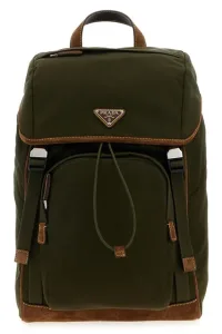 Re-Nylon and suede backpack - Brown Re-Nylon and suede backpack - Brown