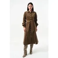 Rebecka Baby Cord Midi Shirt Dress - Mole Rebecka Baby Cord Midi Shirt Dress - Mole