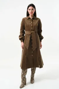 Rebecka Babycord Midi Shirt Dress ole - brown Rebecka Babycord Midi Shirt Dress ole - brown