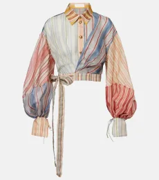 Rebellion striped linen and silk blouse
