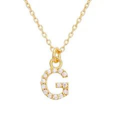Recycled Gold Letter Crystal Necklace - Letter G Recycled Gold Letter Crystal Necklace - Letter G