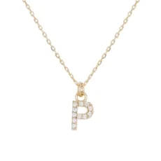 Recycled Gold Letter Crystal Necklace - Letter P Recycled Gold Letter Crystal Necklace - Letter P