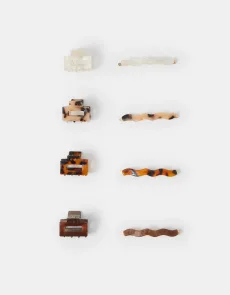 Red 8-Pack Tort Hair Slides Claw Clips Red 8-Pack Tort Hair Slides Claw Clips