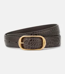 Reine croc-effect patent leather belt