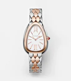 Reloj Serpenti Seduttori 33 mm de oro 18 ct y acero inoxidable con rubelita