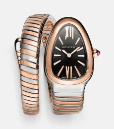 Reloj Serpenti Tubogas 35mm de oro rosa de 18 ct y acero inoxidable