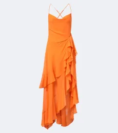 Retrofête Vestido largo Samara de gasa fruncida Retrofête Vestido largo Samara de gasa fruncida