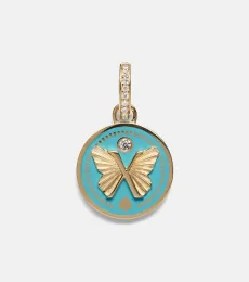 Reverie Petite 18k gold and ceramic pendant with diamonds