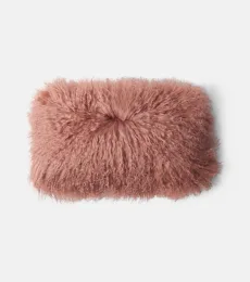 Reversible linen and shearling cushion