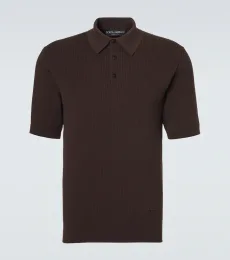 Ribbed-knit cotton polo sweater Ribbed-knit cotton polo sweater