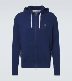 Ribbed-knit cotton zip-up hoodie Ribbed-knit cotton zip-up hoodie