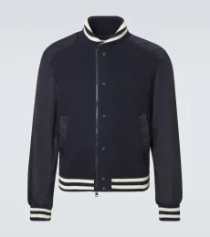 Ribbed-knit technical varsity jacket Ribbed-knit technical varsity jacket