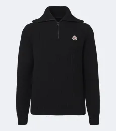 Ribbed-knit virgin wool half-zip sweater Ribbed-knit virgin wool half-zip sweater