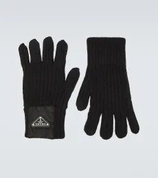 Ribbed-knit wool and cashmere gloves