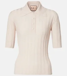Ribbed-knit wool Polo Shirt