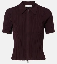 Ribbed-knit zip-up top Ribbed-knit zip-up top