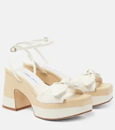 Ricia leather and raffia platform sandals Ricia leather and raffia platform sandals