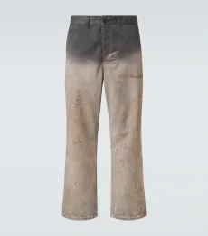 Rig distressed faded wide-leg pants