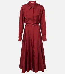Riko belted silk twill shirt dress Riko belted silk twill shirt dress