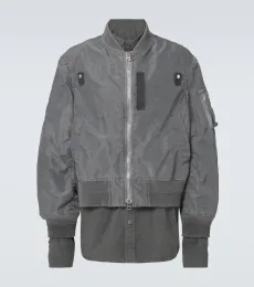 Ripstop-trimmed twill bomber jacket Ripstop-trimmed twill bomber jacket