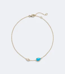 Riviera 18kt gold anklet with turquoise and diamond Riviera 18kt gold anklet with turquoise and diamond
