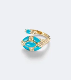 Riviera 18kt gold pinky ring with turquoise and diamonds Riviera 18kt gold pinky ring with turquoise and diamonds