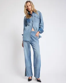 Roadhouse Mid Waist Wide Leg Drawstring Denim Jeans Denim Jeans - Roadhouse Blue Stripe Size XS One Teaspoon Roadhouse Mid Waist Wide Leg Drawstring Denim Jeans Denim Jeans - Roadhouse Blue Stripe Size XS One Teaspoon