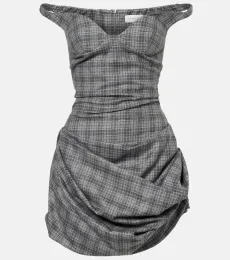 Robe bustier à encolure bardot laine mélangée Robe bustier à encolure bardot laine mélangée