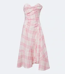 Robe bustier Spiral en laine mélangée à carreaux Robe bustier Spiral en laine mélangée à carreaux