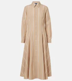 Robe chemise en coton à rayures
