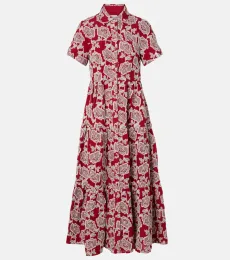 Robe chemise en coton mélangé brodée Robe chemise en coton mélangé brodée