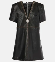 Robe chemise en cuir à clous Robe chemise en cuir à clous