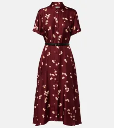 Robe chemise en soie à ceinture Robe chemise en soie à ceinture
