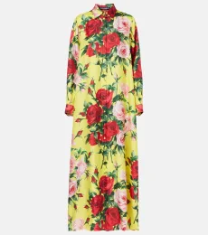 Robe chemise en soie à fleurs Robe chemise en soie à fleurs
