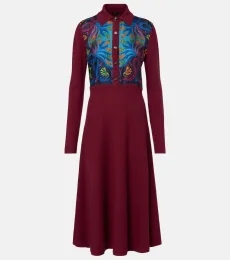 Robe chemise en soie, laine et cachemire