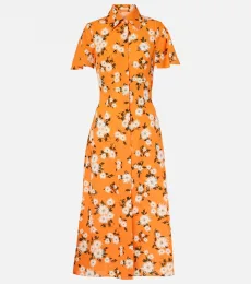 Robe chemise Florencia en crêpe à fleurs Robe chemise Florencia en crêpe à fleurs