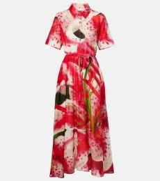 Robe chemise imprimée en soie et coton Robe chemise imprimée en soie et coton