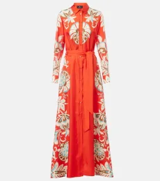Robe chemise imprimée en soie Robe chemise imprimée en soie