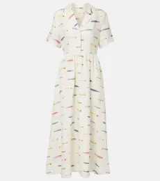 Robe chemise Meryl imprimée en lin Robe chemise Meryl imprimée en lin