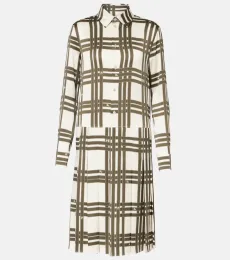 Robe chemise Ribbon Check en soie Robe chemise Ribbon Check en soie