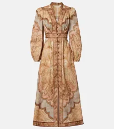 Robe chemise Wanderlust imprimée en lin Robe chemise Wanderlust imprimée en lin