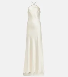 Robe de mariée en satin de soie à ornements Robe de mariée en satin de soie à ornements